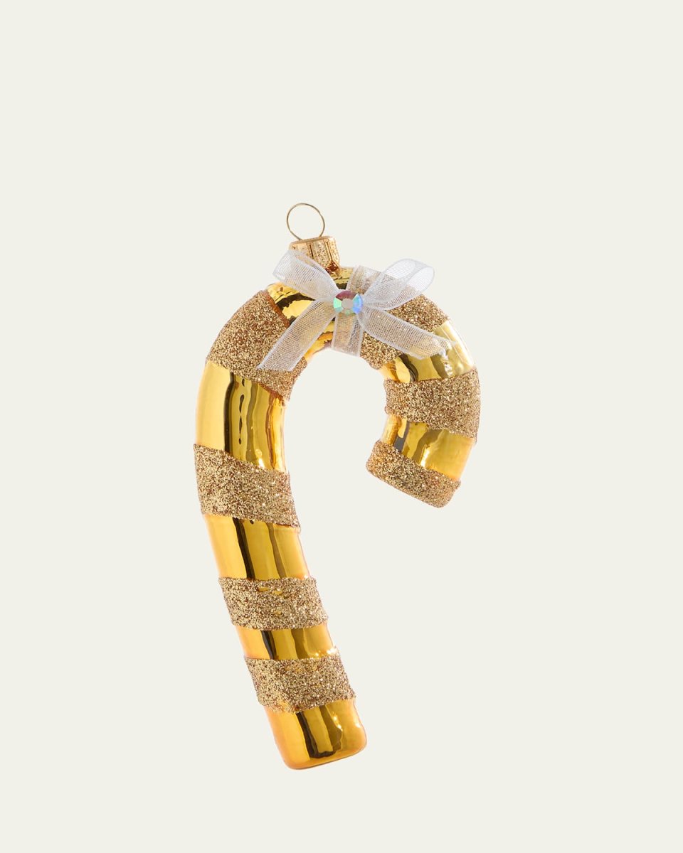 Golden Candy Cane Christmas Ornament